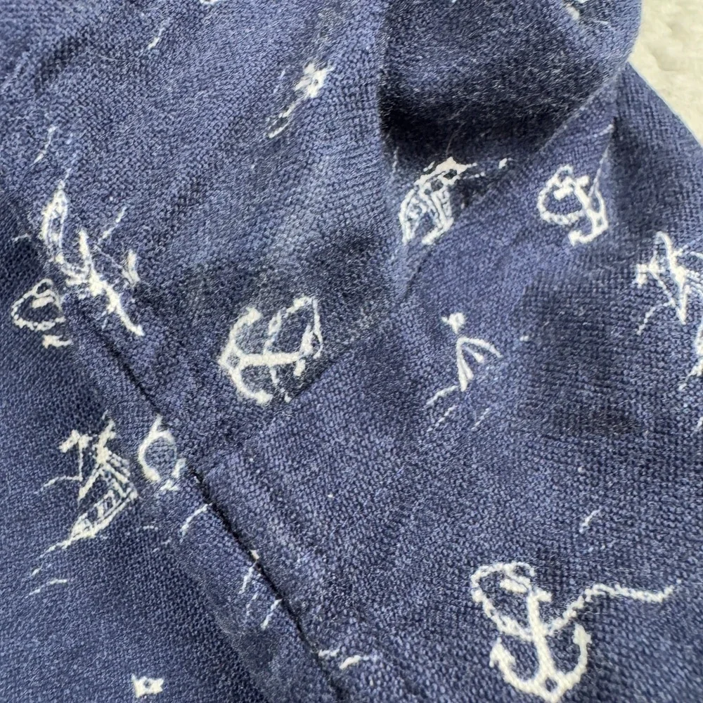 Polo Ralph Lauren Shirt Mens Medium Blue‎ Anchor All Over Print Boating Button